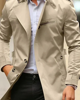 Decker | Herren Langer Elegante Trenchcoat in Hellbeige