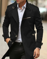 Decker | Herren Langer Elegante Trenchcoat in Schwarz