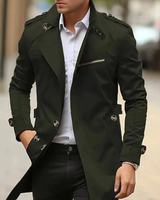 Decker | Herren Langer Elegante Trenchcoat in Grün