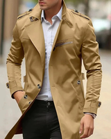 Decker | Herren Langer Elegante Trenchcoat in Dunkelbeige