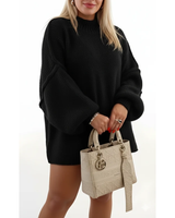 Delia | Damen Strickpullover für Große Größen im Oversize Stil mit weichem Strick in Schwarz