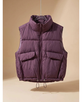 Demi | Damen Steppweste mit Reißverschluss und Taschen mit Klappe in Violett
