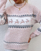 Quota | Weihnachtspullover mit Schneeflocken-Jacquard-Strick für Damen in Rosa