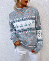 Quota | Weihnachtspullover mit Schneeflocken-Jacquard-Strick für Damen in Himmelblau