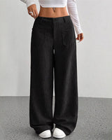 Damen Freizeit-Hochbundhose – Lockere Passform für ultimativen Komfort und Stil in Schwarz