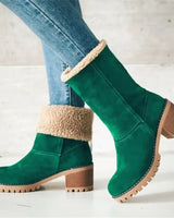 Isa | Elegante und Warme Leder-Schneestiefel in Grün