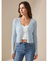 Doreen | Damen Leichte Strickjacke mit V Ausschnitt und Knöpfen in Blau