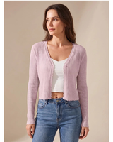 Doreen | Damen Leichte Strickjacke mit V Ausschnitt und Knöpfen in Rosa