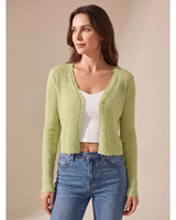Doreen | Damen Leichte Strickjacke mit V Ausschnitt und Knöpfen in Grün