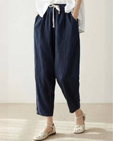 Dorina | Damen Kordelzug Hose Bequeme Passform in Marineblau