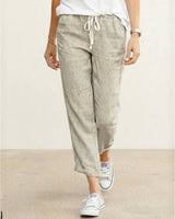 Dorina | Damen Kordelzug Hose Bequeme Passform in Aprikose