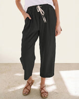 Dorina | Damen Kordelzug Hose Bequeme Passform in Schwarz