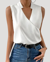 Dorothea | Damen Wickel Ärmellose Bluse in Weiß