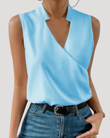 Dorothea | Damen Wickel Ärmellose Bluse in Hellblau