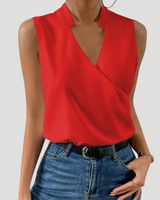 Dorothea | Damen Wickel Ärmellose Bluse in Rot