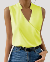 Dorothea | Damen Wickel Ärmellose Bluse in Gelb