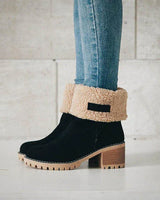 Isa | Elegante und Warme Leder-Schneestiefel in Schwarz
