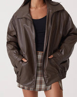 Anna | Damen Modische Lederjacke im Streetstyle in Braun