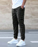 Karlo | Herren Karo-Jogger Slim Fit Freizeithose Sommer in Schwarz