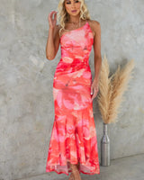 Reneesa – Plissee Kleid Mit Einer Schulter in Rot