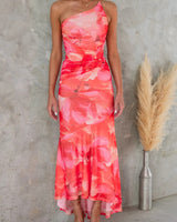 Abby | Plissee Hochzeitsgastkleid in Rot