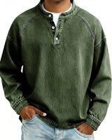 Amir | Gewaschenes Langarmshirt in Dunkelgrün