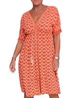 Savria- Freizeitkleid mit V-Ausschnitt in Orange