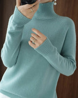 Damen Kaschmir Rollkragenpullover in Bienengrün