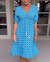 Savria- Freizeitkleid mit V-Ausschnitt in Blau