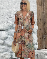 Harper – Elegantes Midikleid mit Blumenmuster in Beige