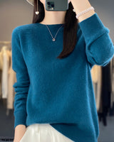 Kirsten | Damen Klassischer Strickpullover mit Langarm in Blaualgen