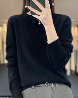 Kirsten | Damen Klassischer Strickpullover mit Langarm in Schwarz