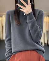 Kirsten | Damen Klassischer Strickpullover mit Langarm in Dunkelgrau