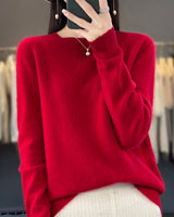 Kirsten | Damen Klassischer Strickpullover mit Langarm in Rot