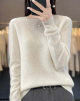 Kirsten | Damen Klassischer Strickpullover mit Langarm in Weiß