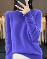 Kirsten | Damen Klassischer Strickpullover mit Langarm in Blau Violett