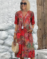 Harper – Elegantes Midikleid mit Blumenmuster in Rot