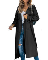 Damen langer Trenchcoat in Schwarz