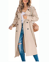 Damen langer Trenchcoat in Khaki