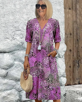 Harper – Elegantes Midikleid mit Blumenmuster in Violett
