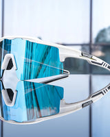 Aerovex - Verspiegelte Rundum Geschlossene Fahrrad Sonnenbrille in Ozeanweiß