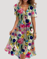 Florales Wickel-Midikleid mit Bauchkontrolle in Mehrfarbig