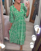 Lillia - Boho Bedrucktes Kleid in Grün (Fast ausverkauft)