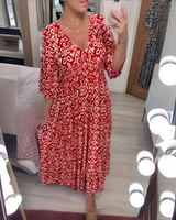 Lillia - Boho Bedrucktes Kleid in Rot (Fast ausverkauft)