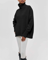 Amelia | Eleganter Strick-Dolcevita-Pullover in Korvidschwarz