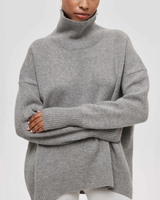 Amelia | Eleganter Strick-Dolcevita-Pullover in Sterlinggrau