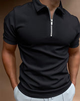 Evan – Zip-Poloshirt mit moderner Linie in Schwarz