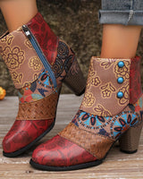Marylin - Kurze Stiefel Mit Klobigem Absatz in Rot