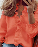 Thaddeus | Rüschenkragen-Bluse in Orange