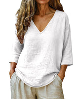 Rhianna - Elegante Bluse mit V-Ausschnitt in Weiß